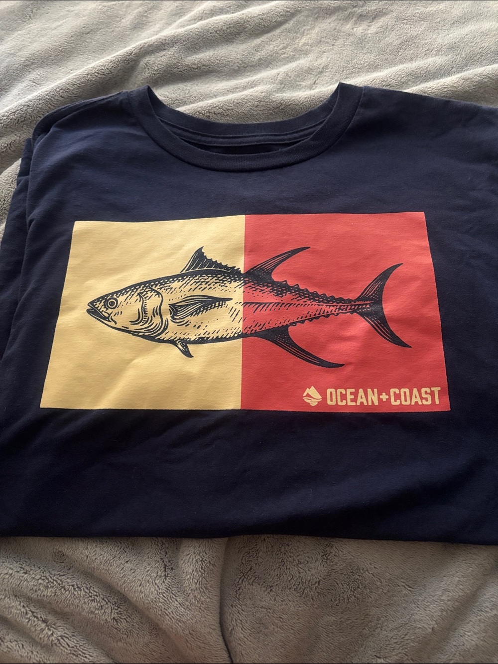 Ocean + Coast Navy Graphic Tee with Fish Print | Men’s Fish graphic T